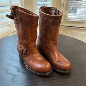 Frye Tan Leather Star-Patterned Boots 150th anniversary limited special edition